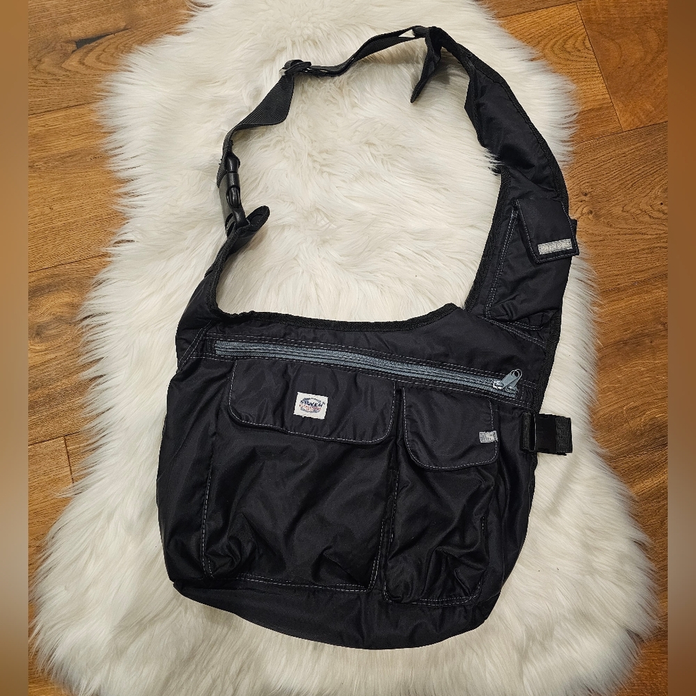 Vintage Silver Jeans Black Crossbody Messenger Bag
